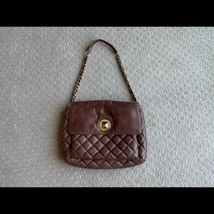 Kate Spade oversized brown quilted bag gold detail